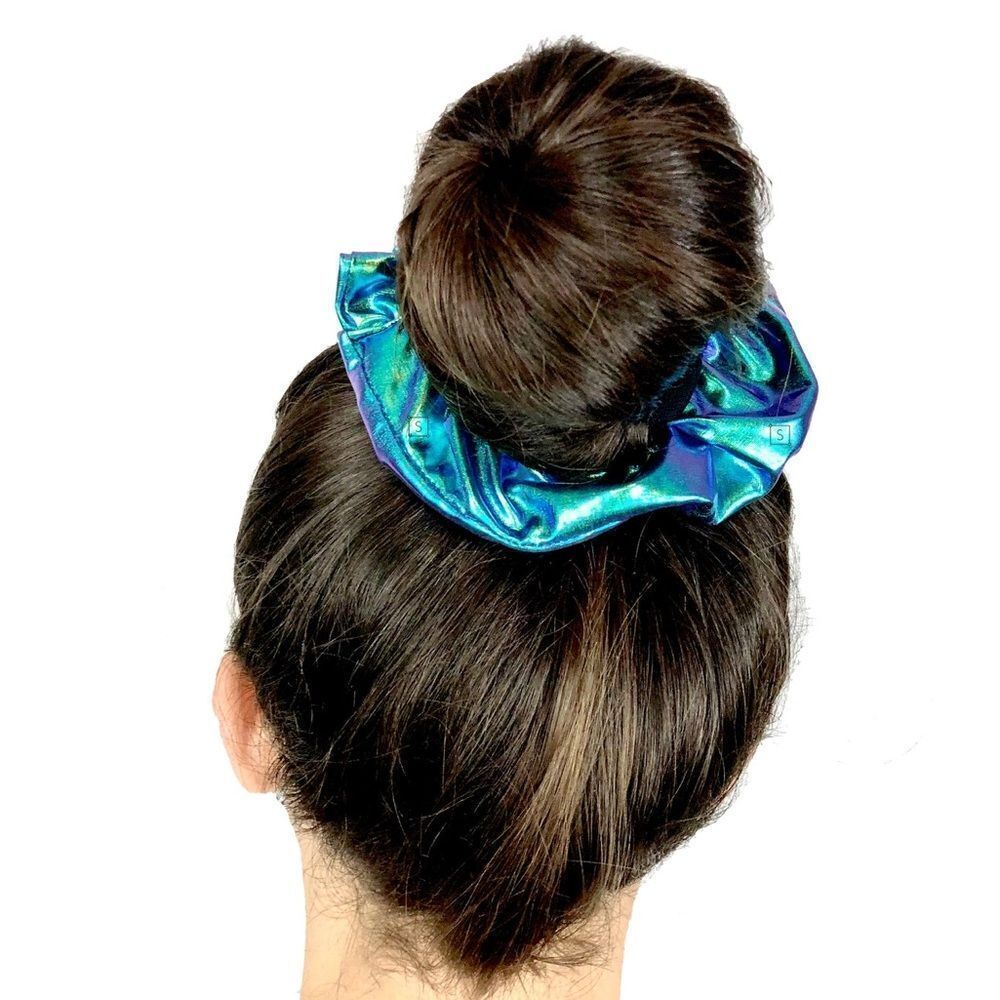 Metallic Shiny Mermaid Elastic Hair Scrunchie, One Size, Women Or Girls - Picture 2 of 5
